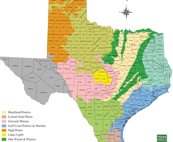 Texas Parks and Wildlife Map of Natural Regions